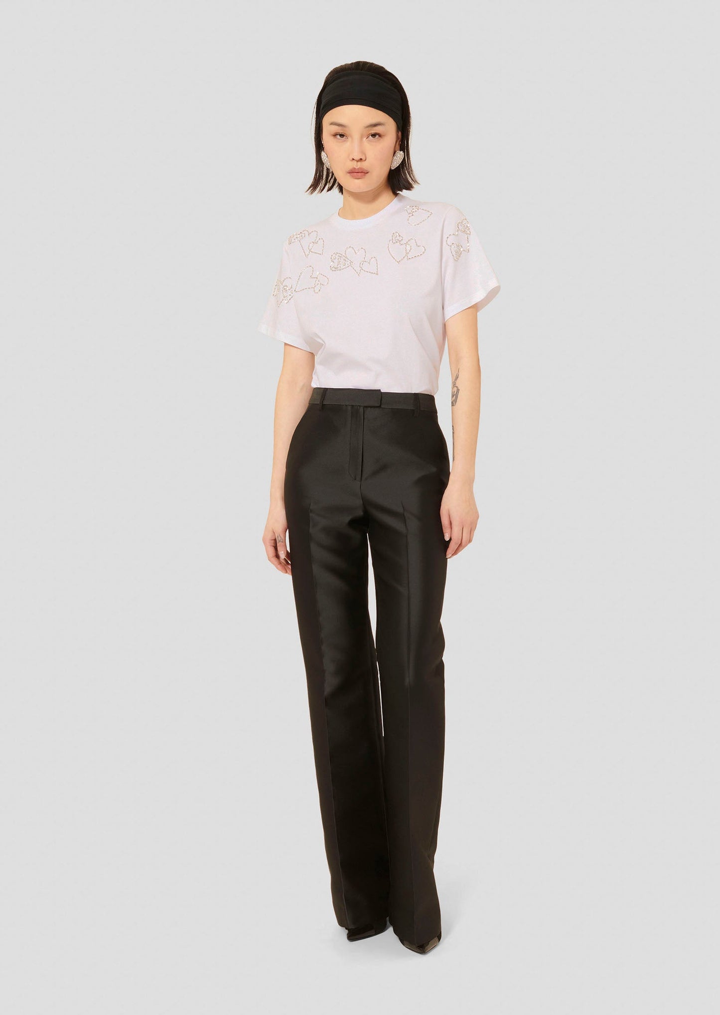 Black  Straight Leg Satin Pants