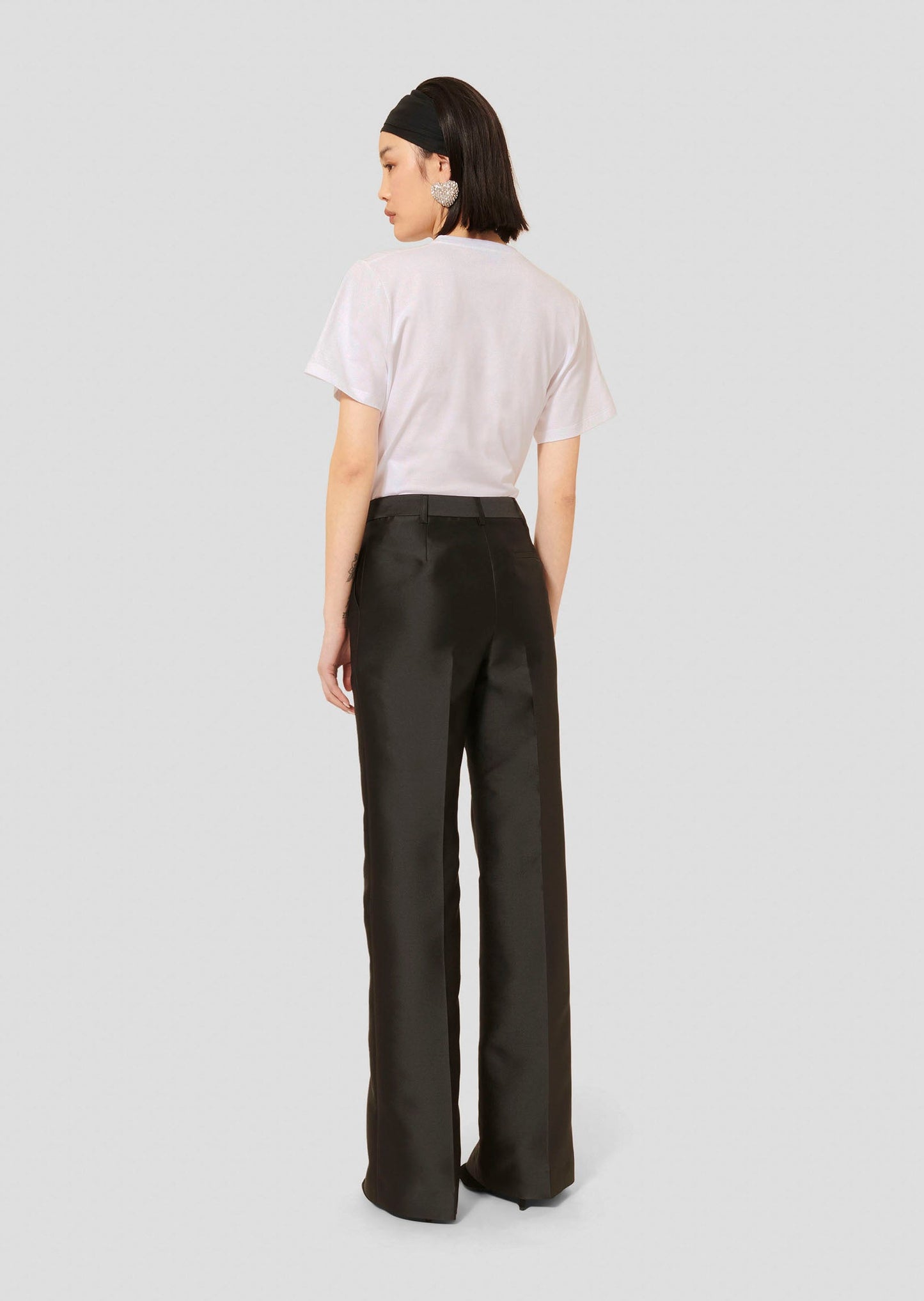 Black  Straight Leg Satin Pants