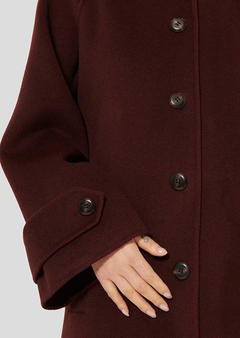 Marly Burgundy Double-Faced Wool Relaxed Coat