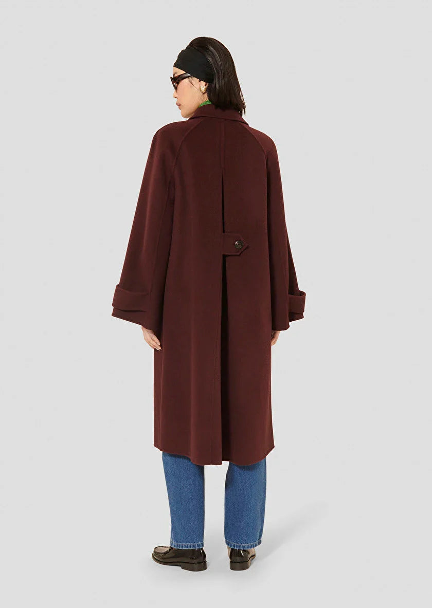 Marly Burgundy Double-Faced Wool Relaxed Coat