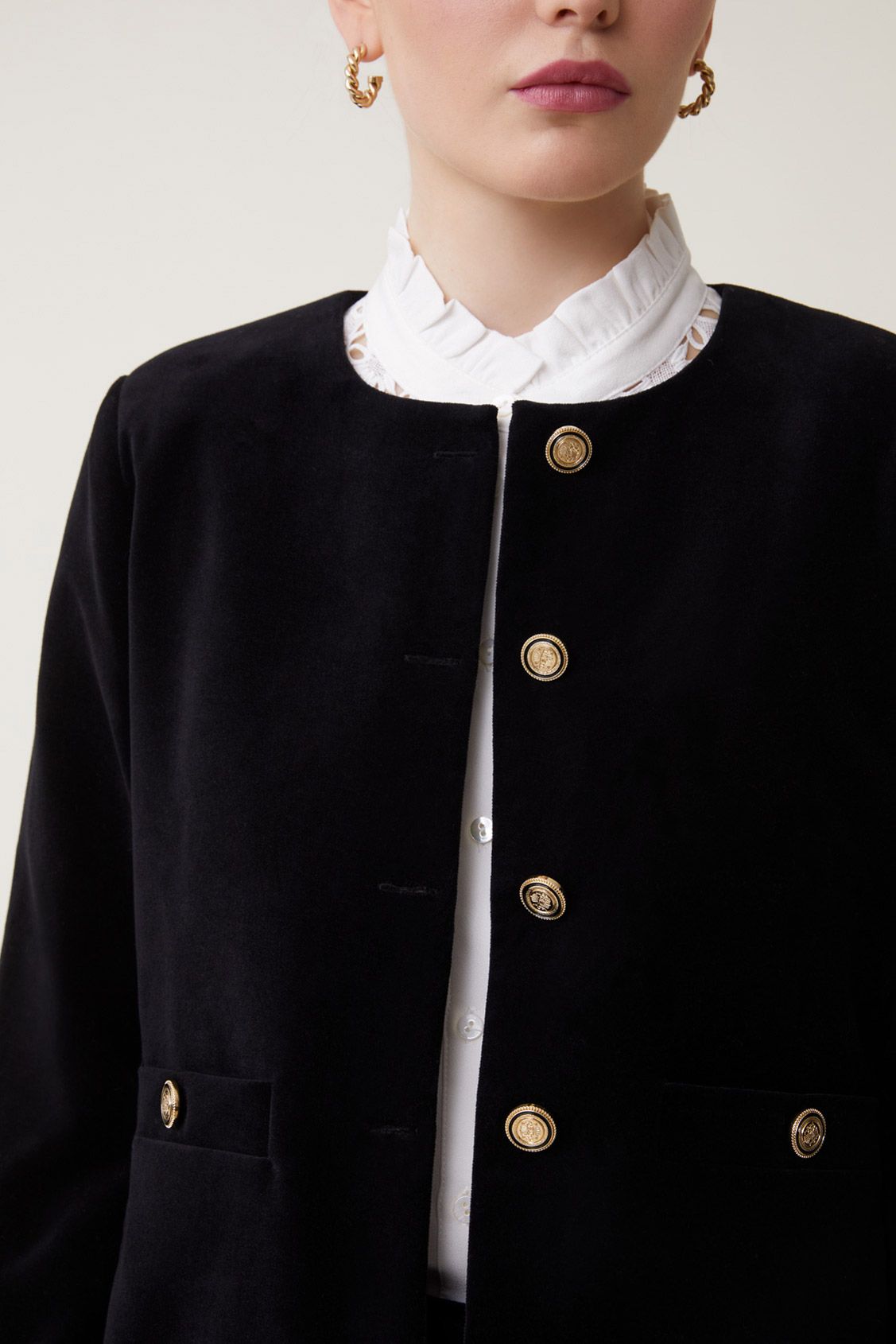 Dallas Black Velvet Jacket with Gold Buttons