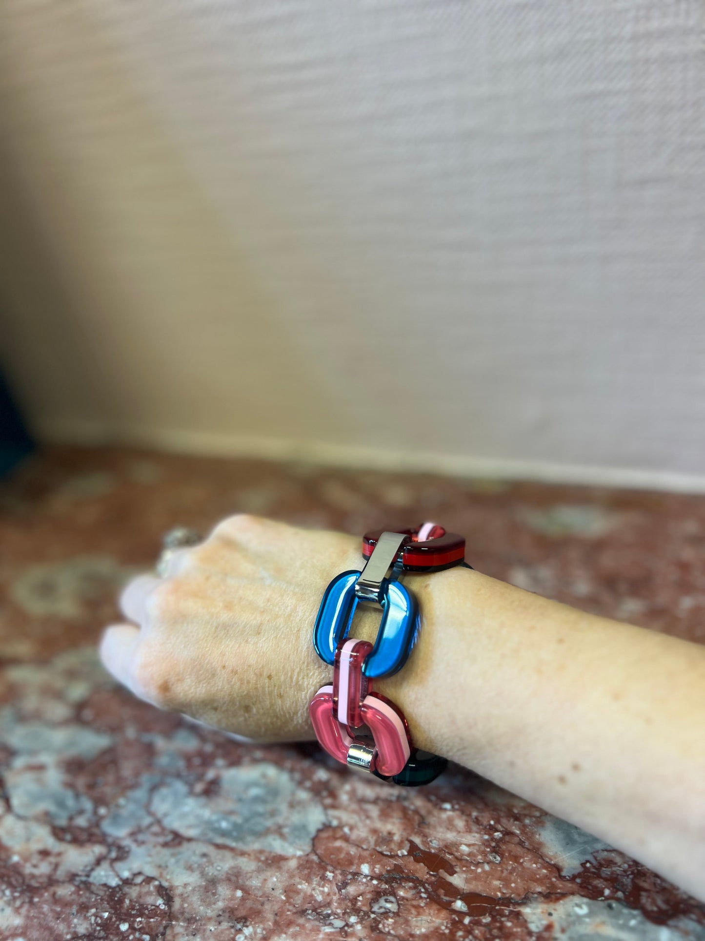 Blue, Pink,Wine and Green Bracelet