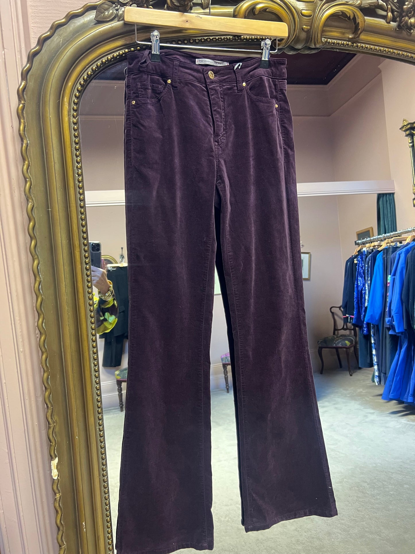 Vic Flared Velveteen Trousers in Barolo Burgundy