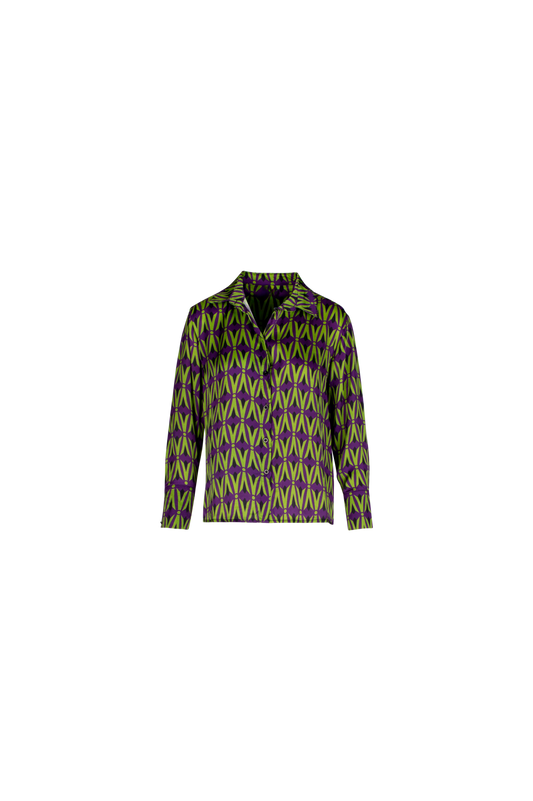 Boogie Purple and Green Printed Shirt