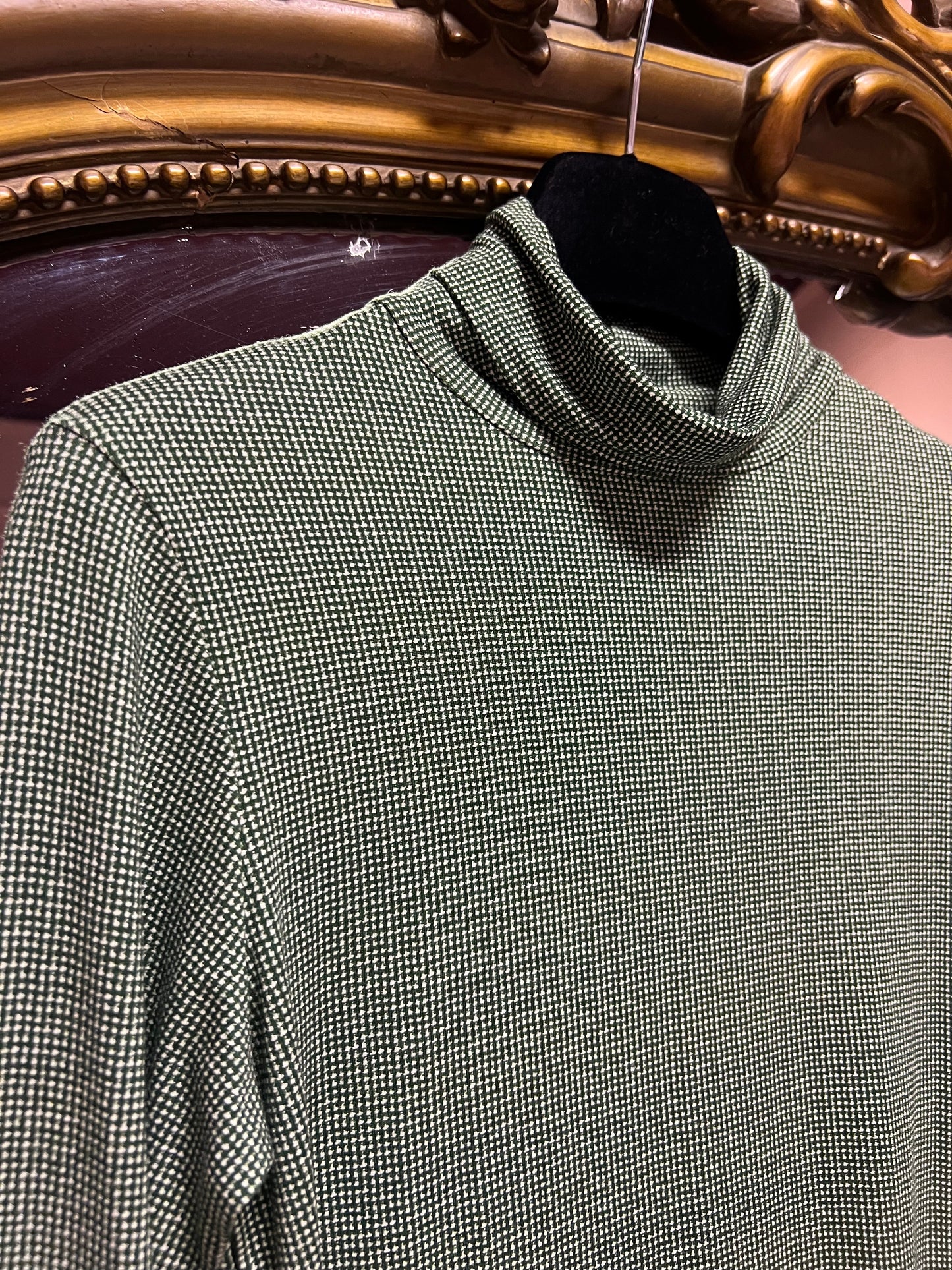 Forest Green and Cream Monochrome Polo in Viscose