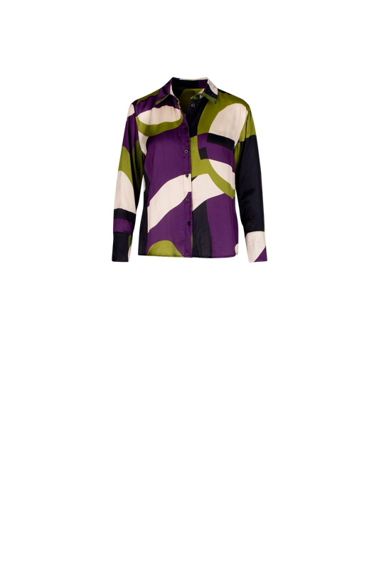 Kent Purple and Green Printed Shirt