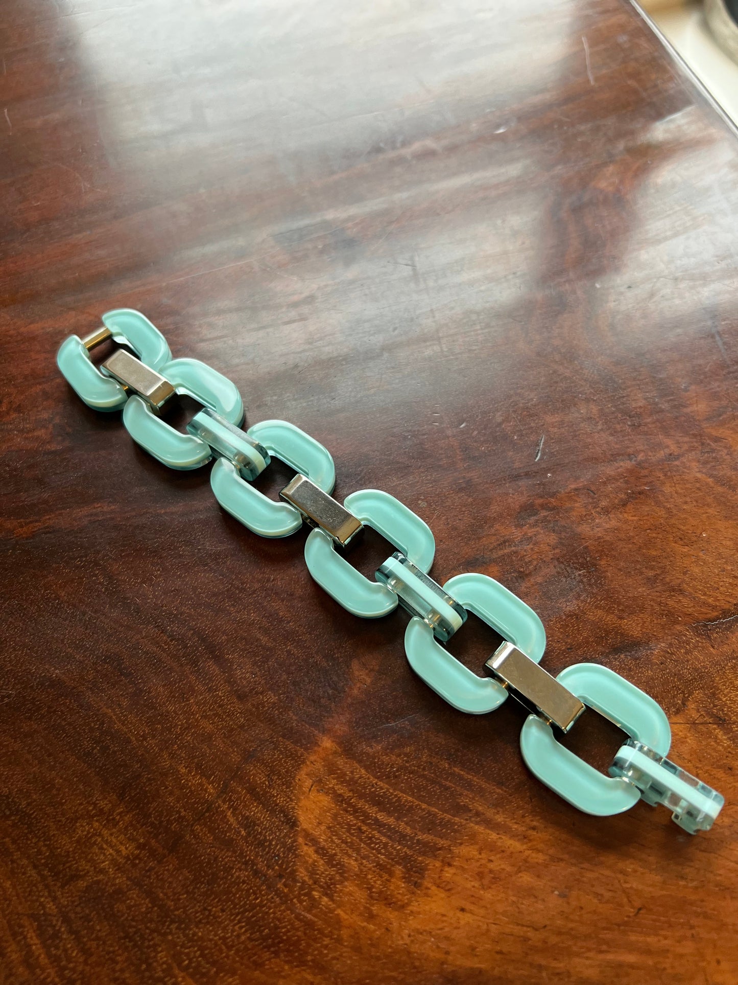 Sea Green Resin and Chrome Bracelet