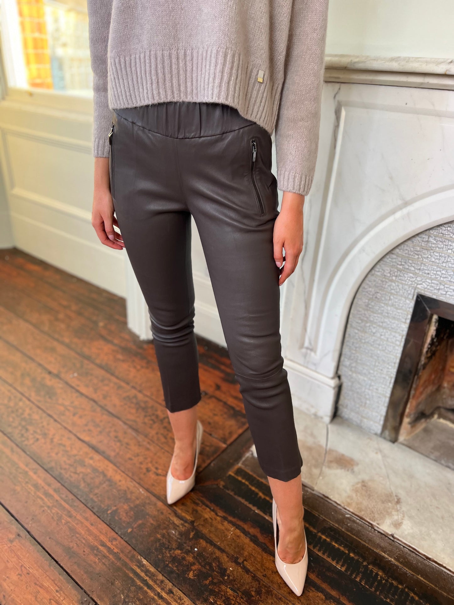 Doa 7/8 Flared Leg Leather Trousers Available in 3 Colours Midnight,Chocolate and Black