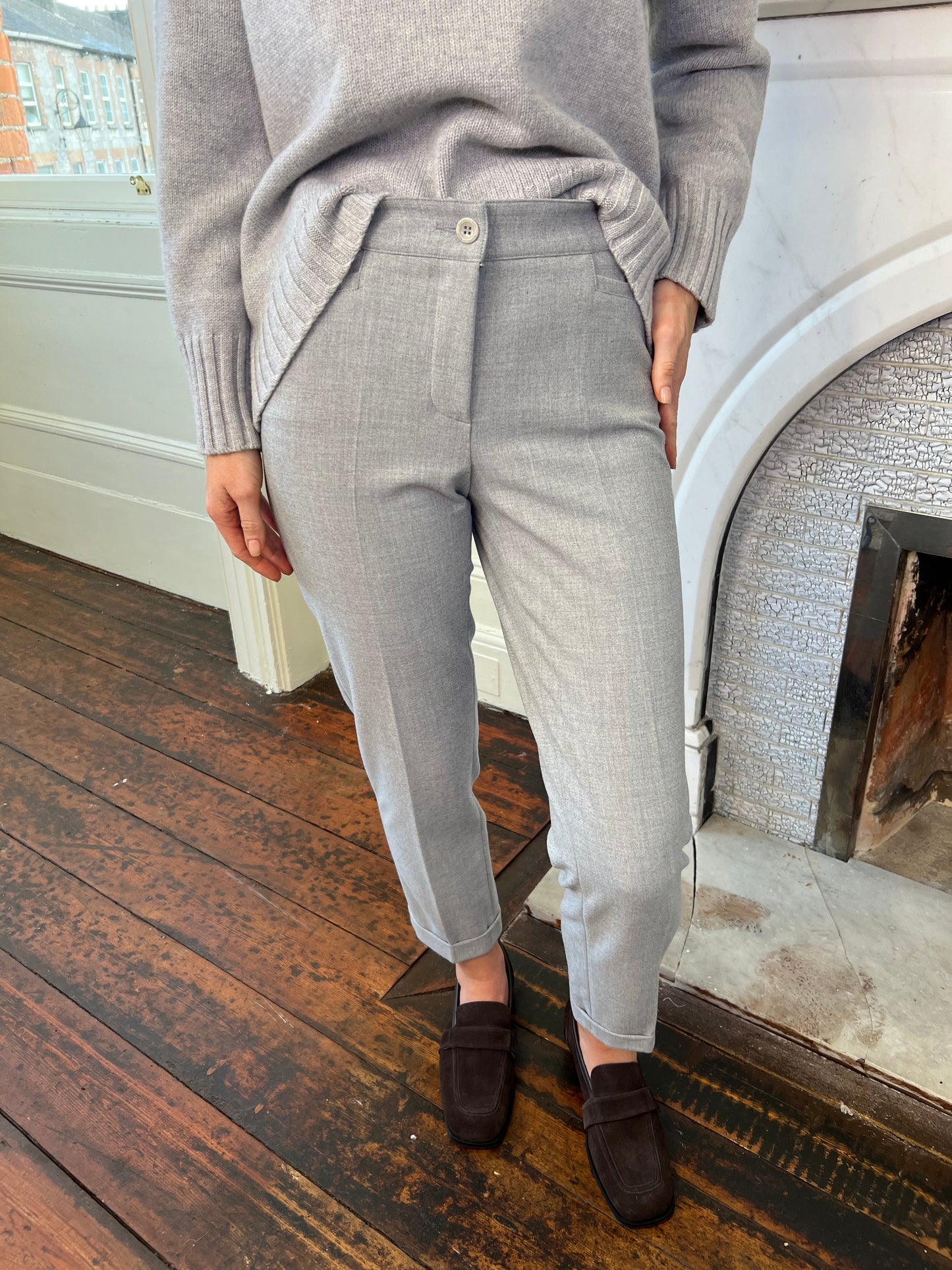 Ute 7/8 Techno Grey Tailored Trousers