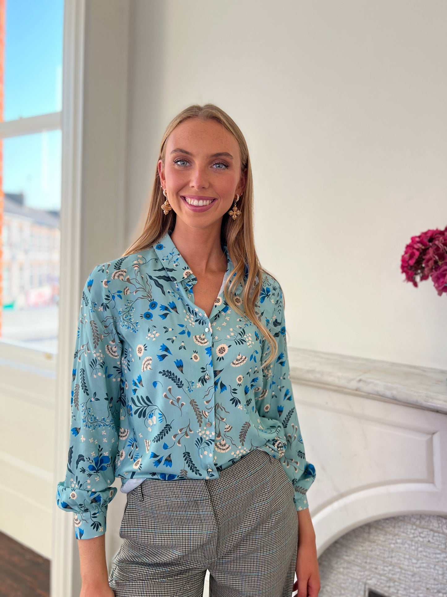 Adamo Blouse in a Seagreen Floral Print