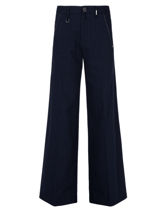 ARRIVAL Wide Leg Pants in Navy Blue Pinstripe