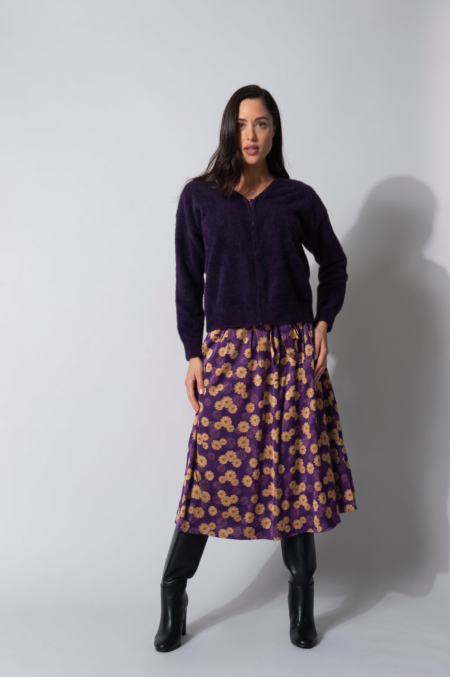 Purple Daisy Printed Susanna Skirt