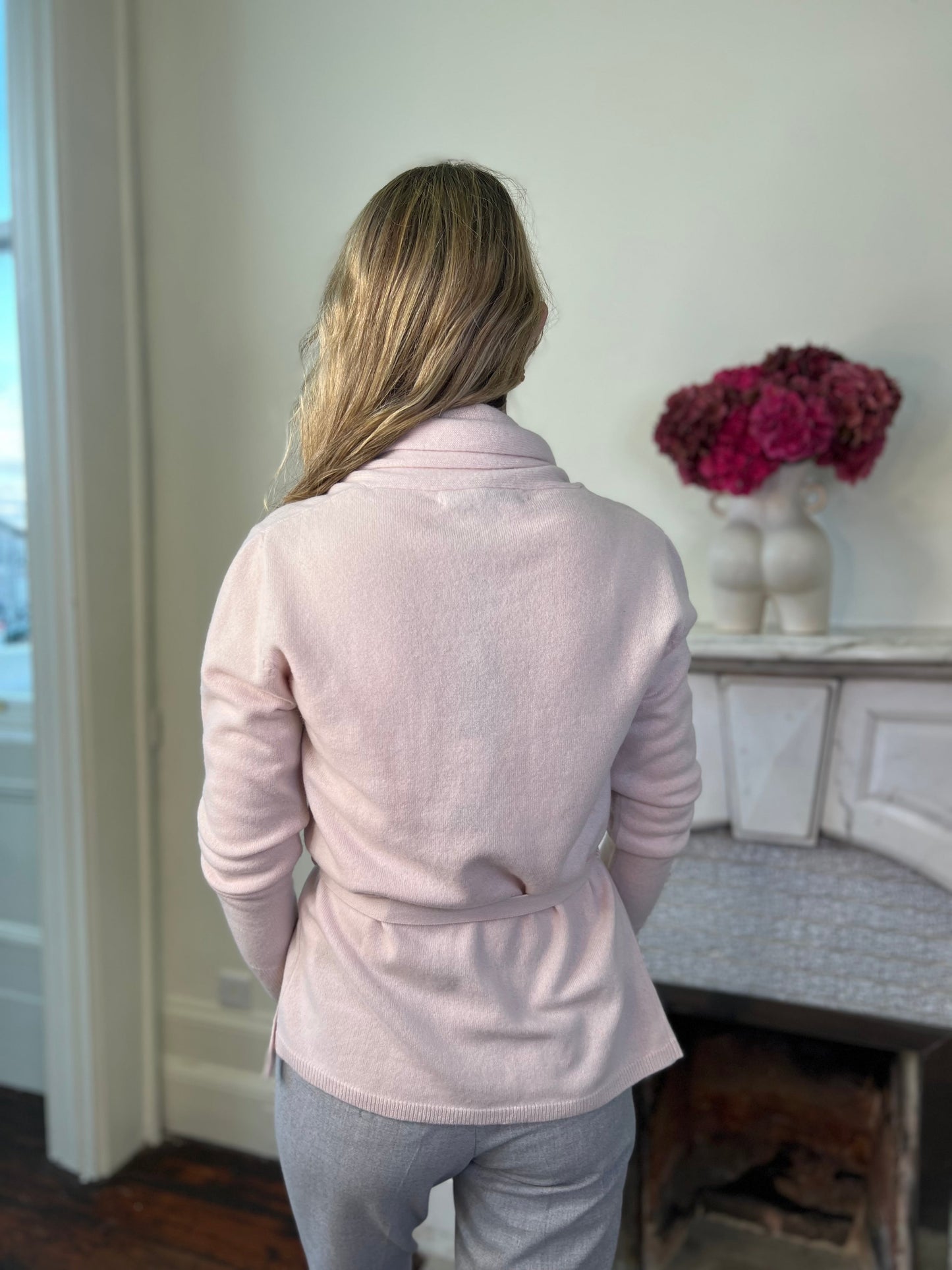 June Belted Cashmere Cardigan in Lunar