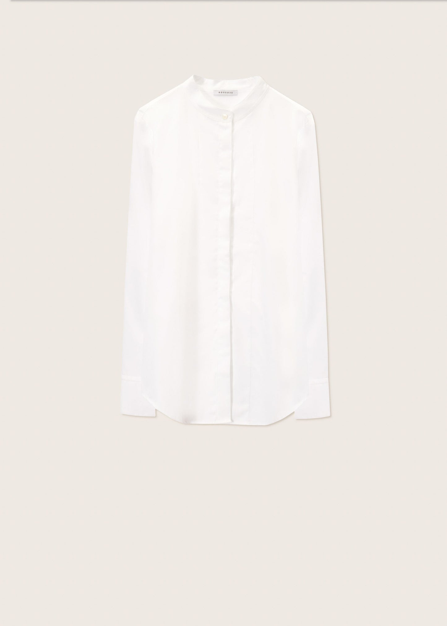 Crisp White Shirt with Plastron Detail and Mandarin Collar