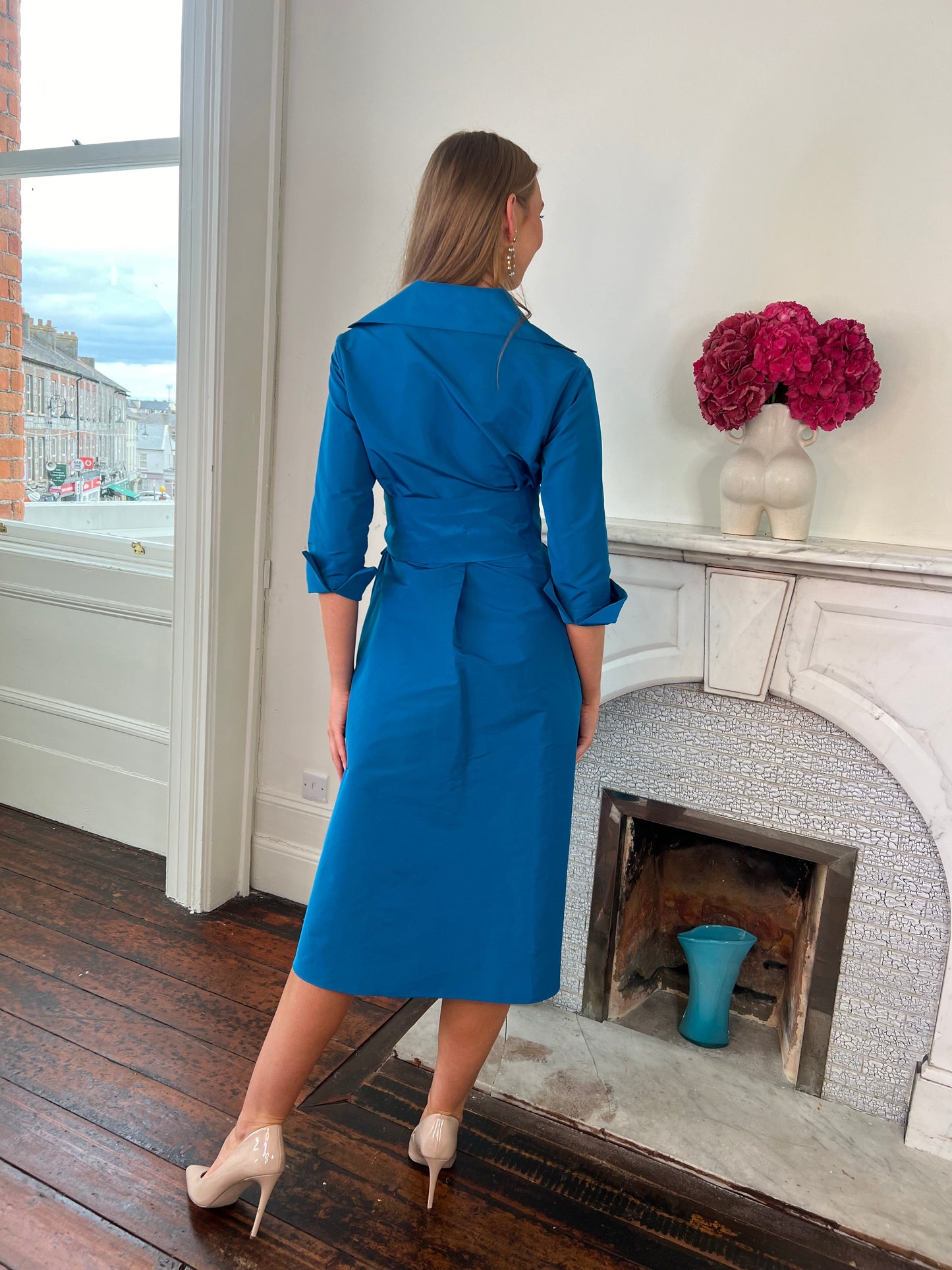 Coat Dress Taffeta in Blue