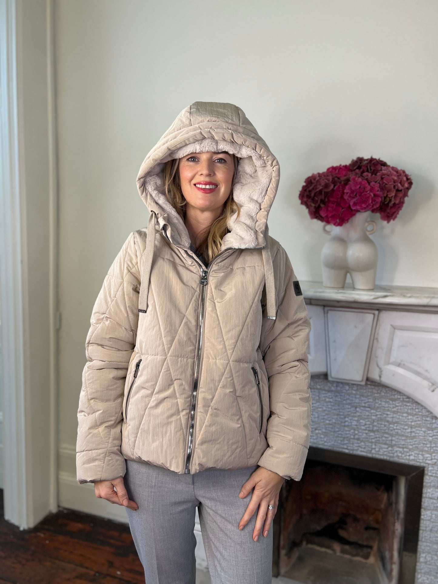 Quilted Jacket with Fur Lined Hood Available in 2 Colours