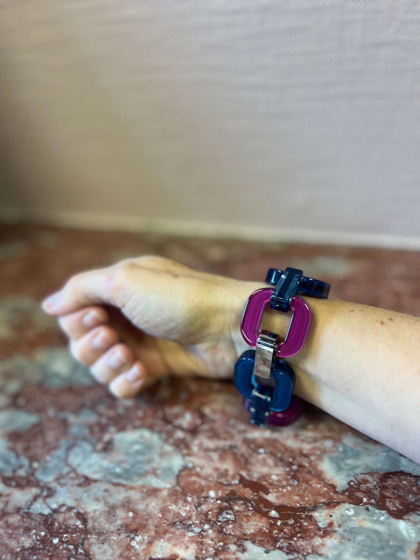 Petrol Blue and Magenta Bracelet