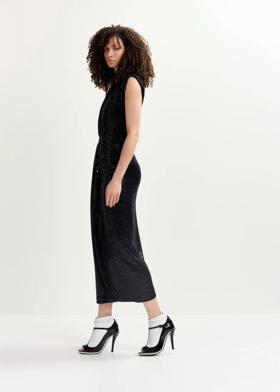 Gonnak Black Tone Stretch Jersey Midi Dress