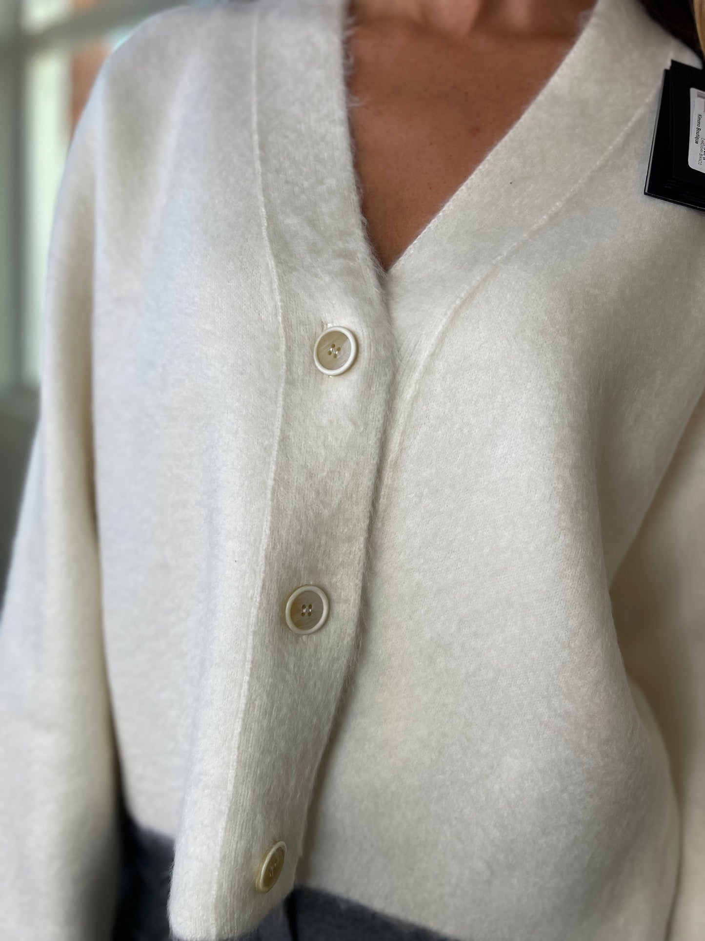 Cream Merino Wool and Mohair Relaxed Cardigan