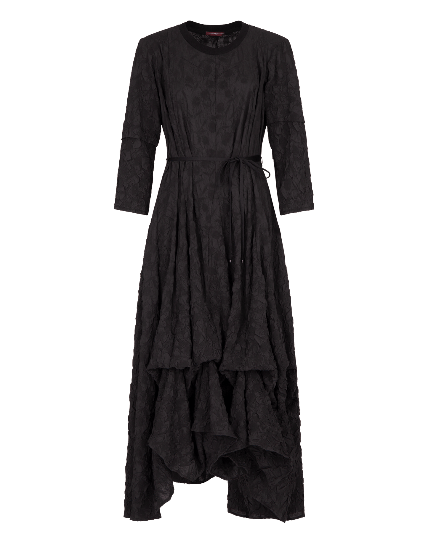 OPTIMISM Black Skirted Cloque Dress with Pick-up Hem