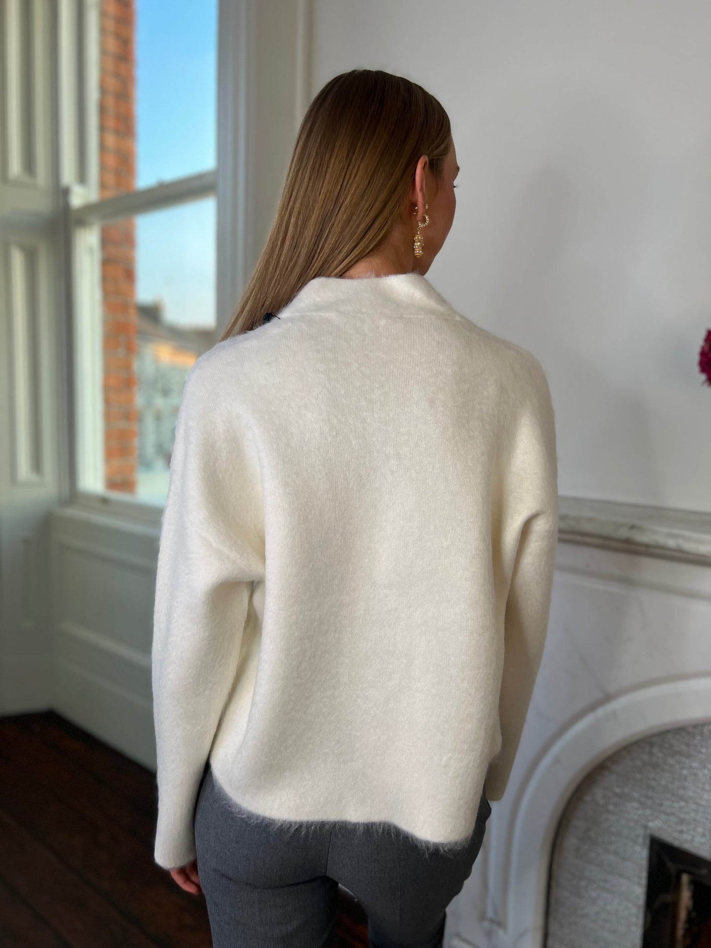 Cream Merino Wool and Mohair Relaxed Cardigan