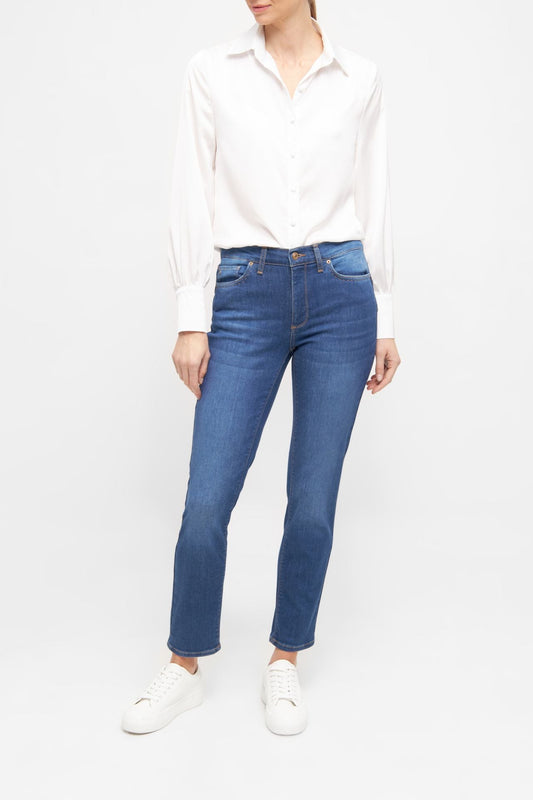 Suzy Mid Rise Cigarette Fit Jeans in Blue