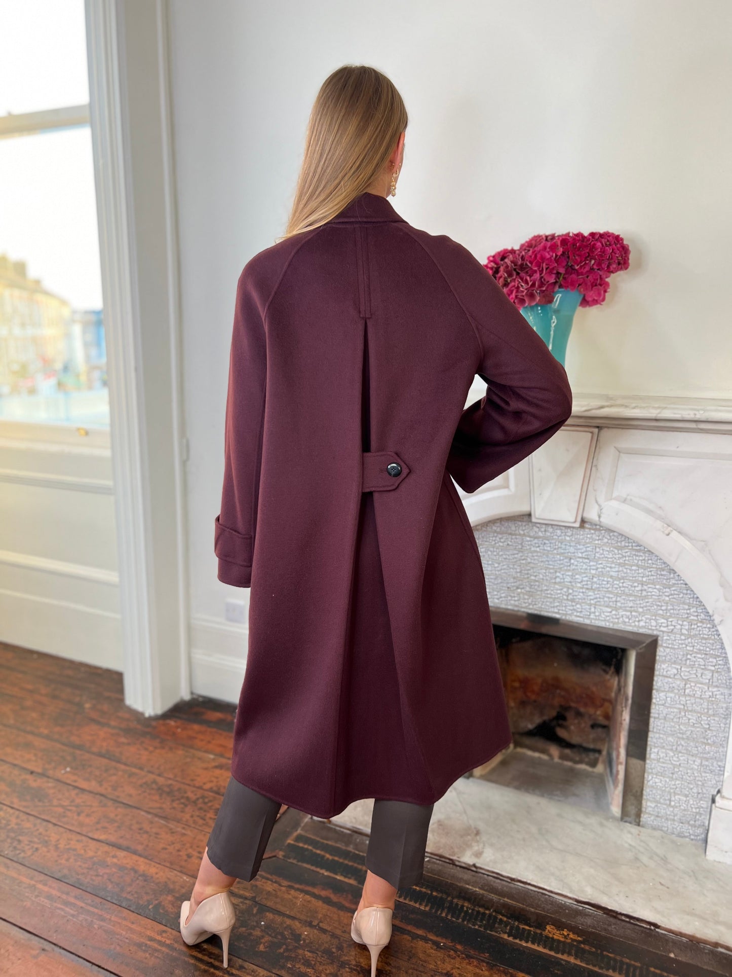 Marly Burgundy Double-Faced Wool Relaxed Coat