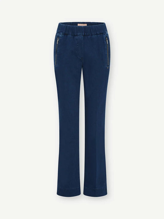 Dodo Flare Dark Blue Jeans With Elasticated Waist