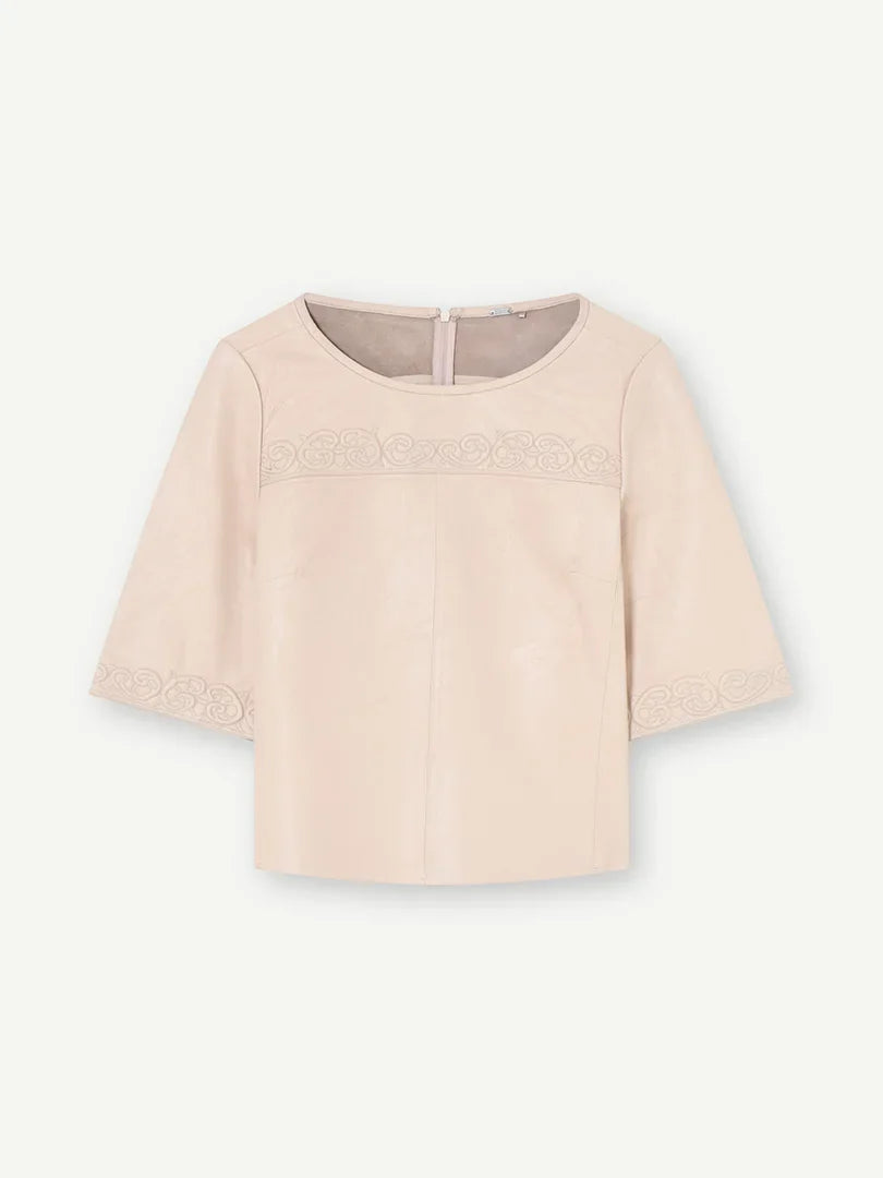 OSA Embossed Leather Top in Sand