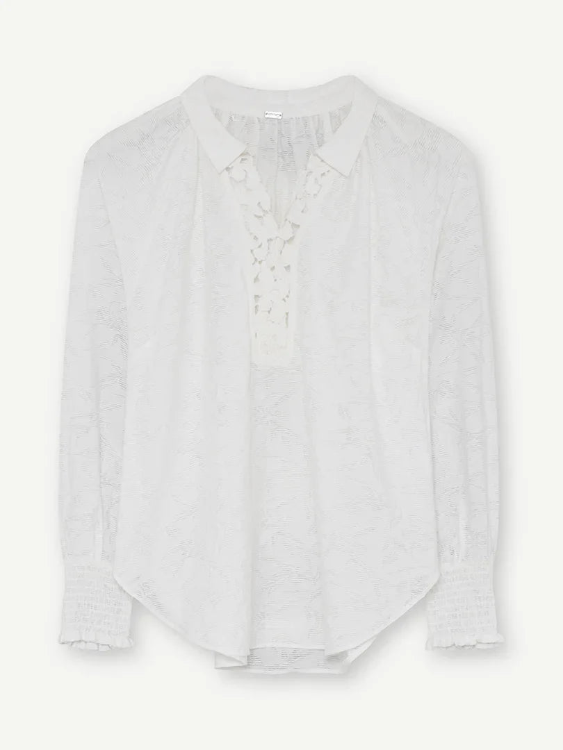 Annsofie White Blouse with Lace Detail