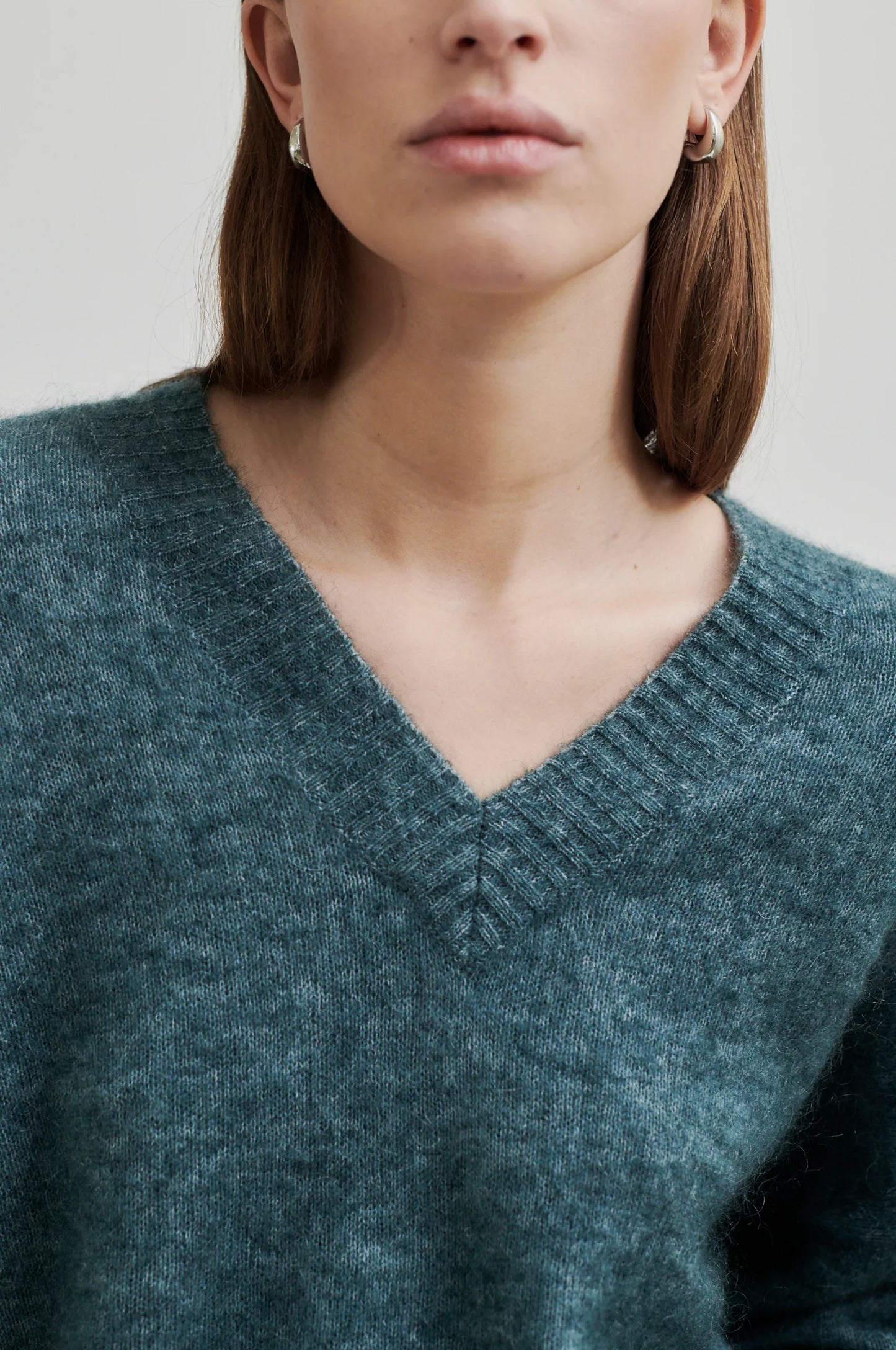 Balsam Green Brook Knit Loose V Neck