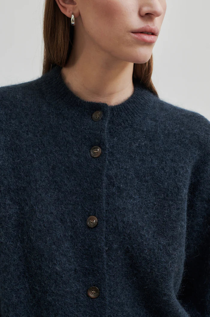 Brook Knit Plain Cardigan in Vulcan