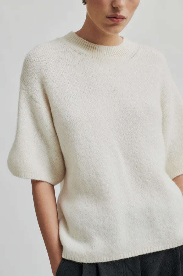 Wanda Knit O Neck Top in Dark Chalk