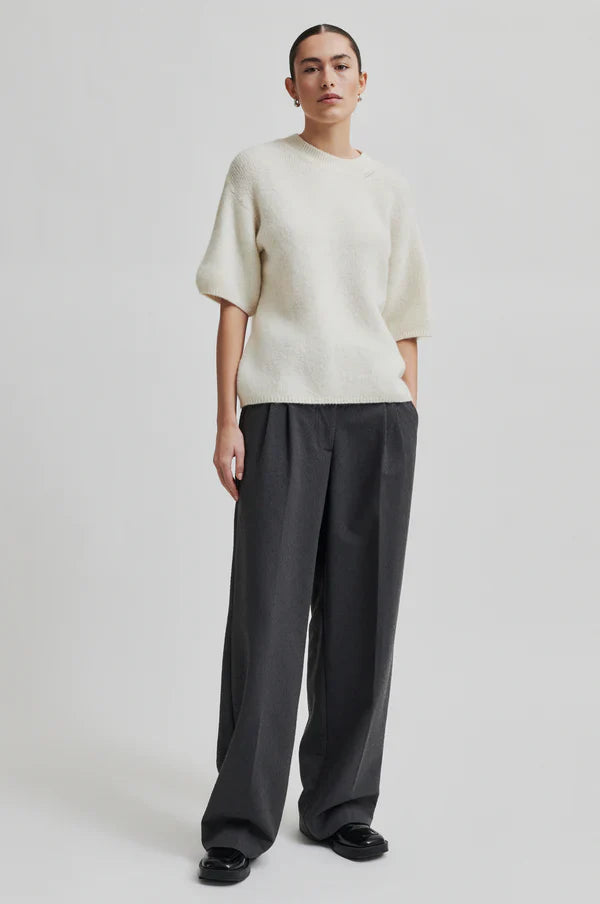 Wanda Knit O Neck Top in Dark Chalk