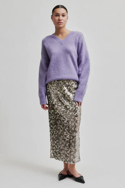 Pailey Skirt with Silver Sequins