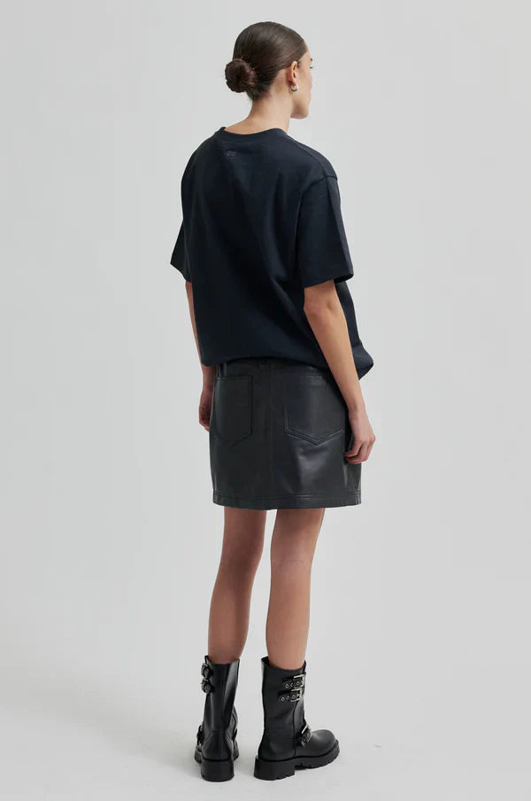 Letho Leather Short Skirt in Volcanic Ash