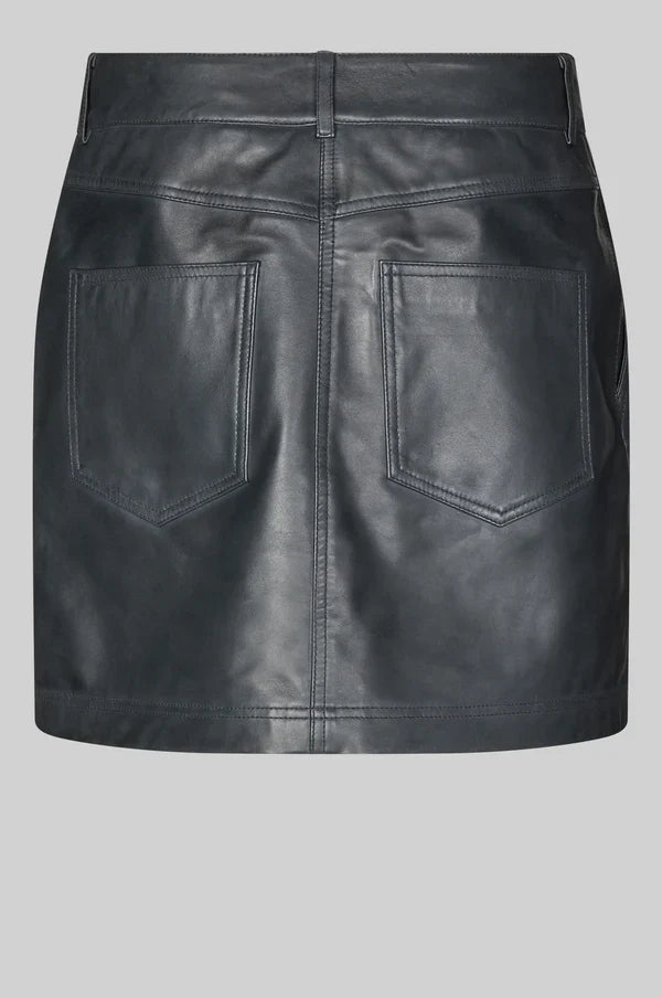 Letho Leather Short Skirt in Volcanic Ash