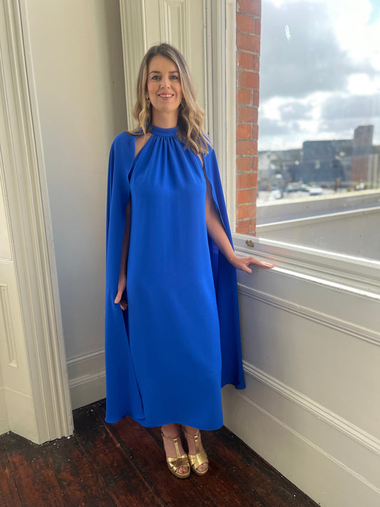 Sapphire Blue Cape Dress