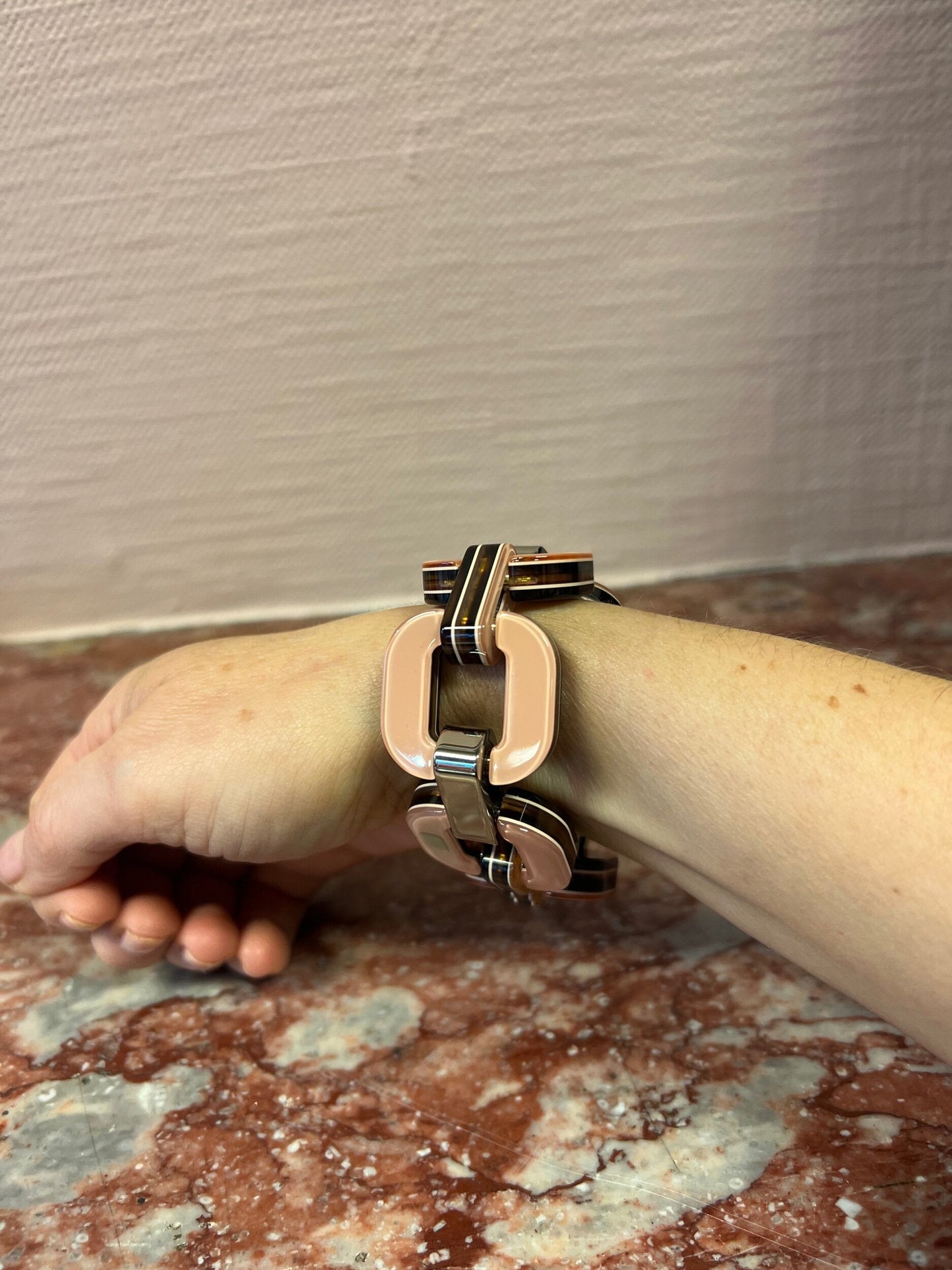 Double Sided Blush Pink and Tortoise Shell Bracelet