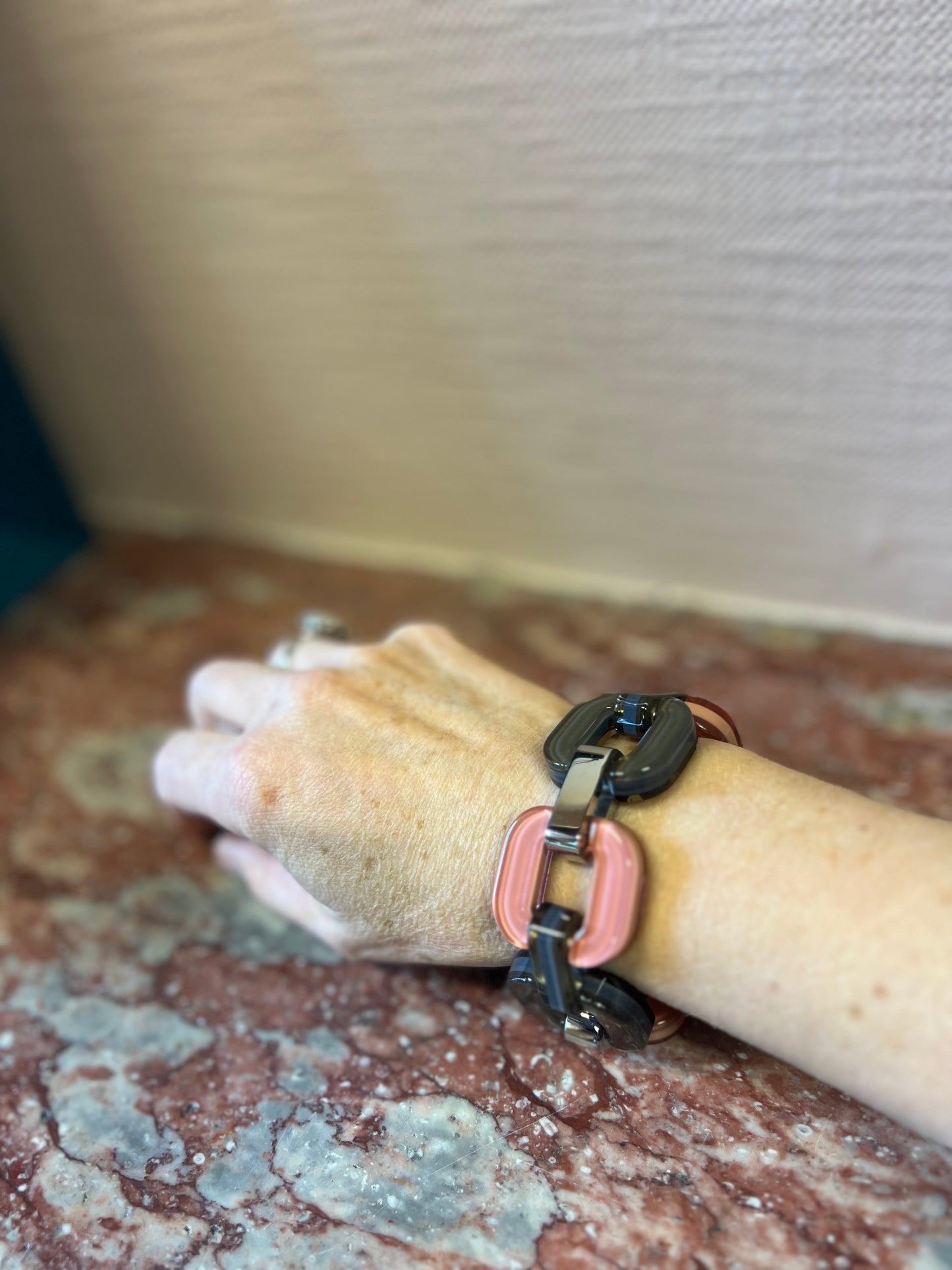 Taupe and Blush Pink Bracelet