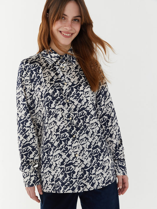 Dover Printed Navy & White Shirt