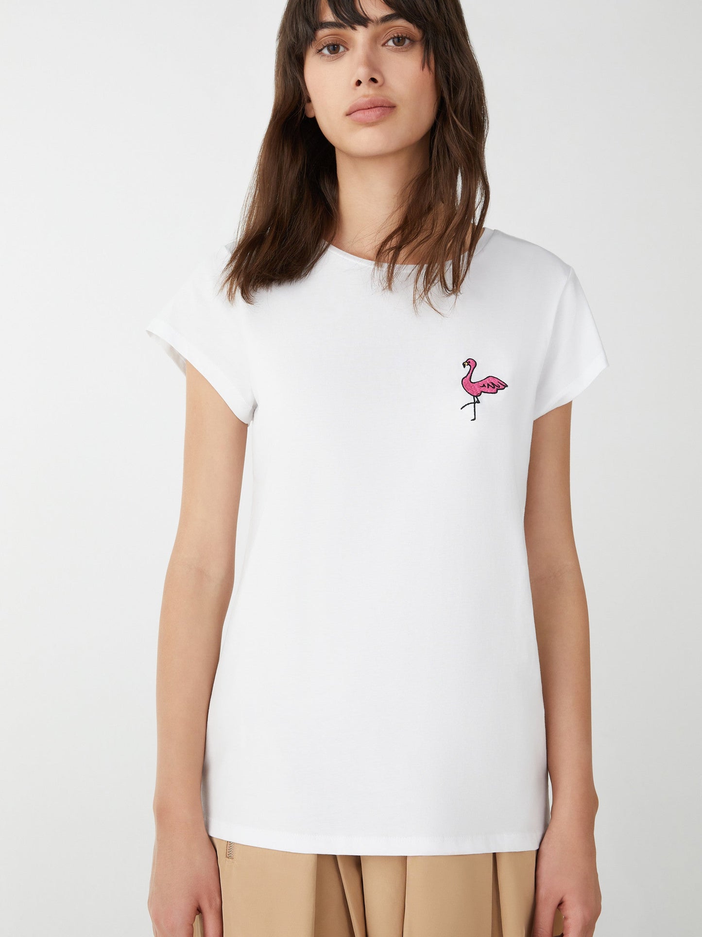 Melodia Flamingo T Shirt in Optical White