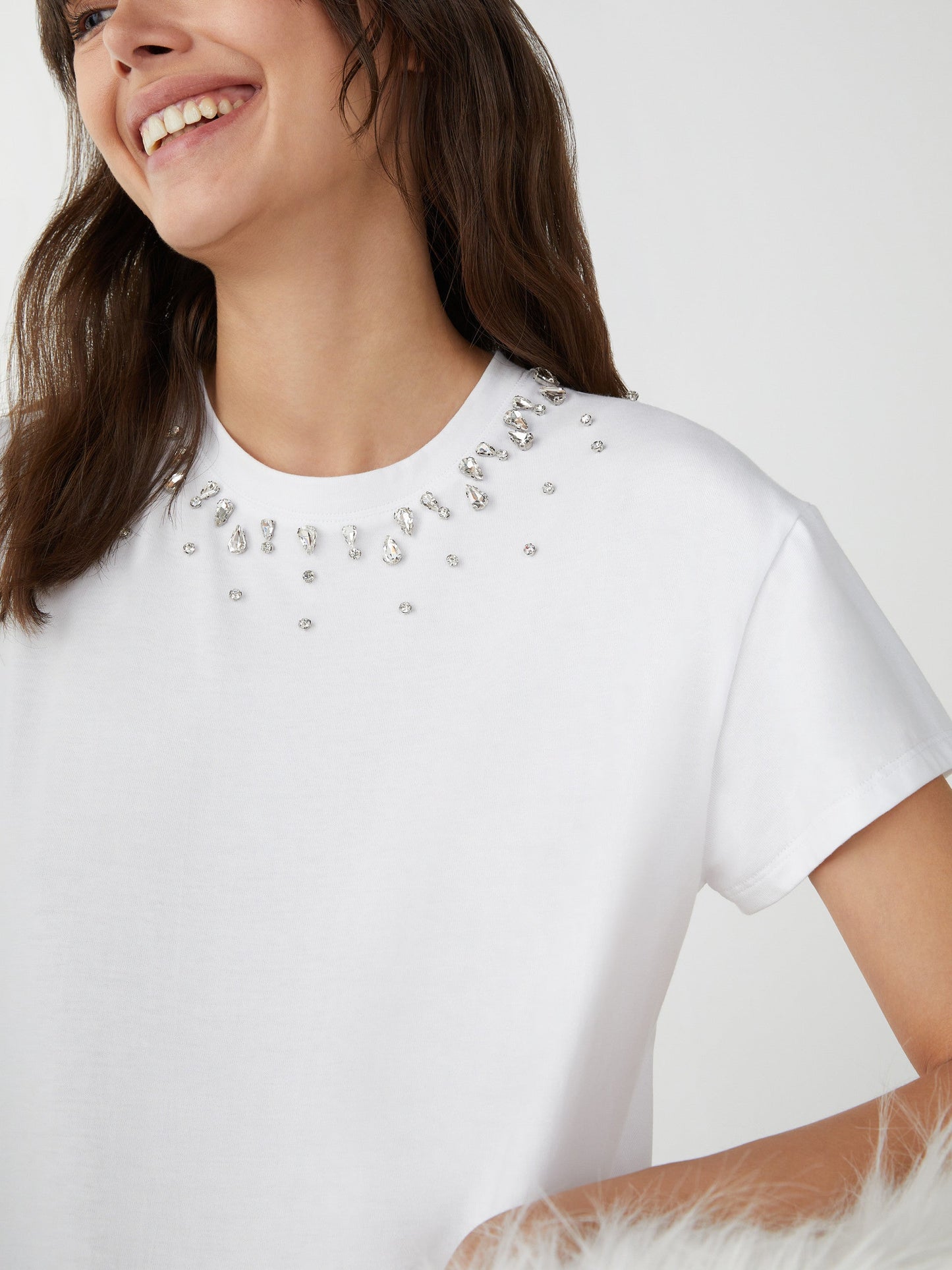 Tempra T-Shirt With Rhinestone Detail in 2 Colours