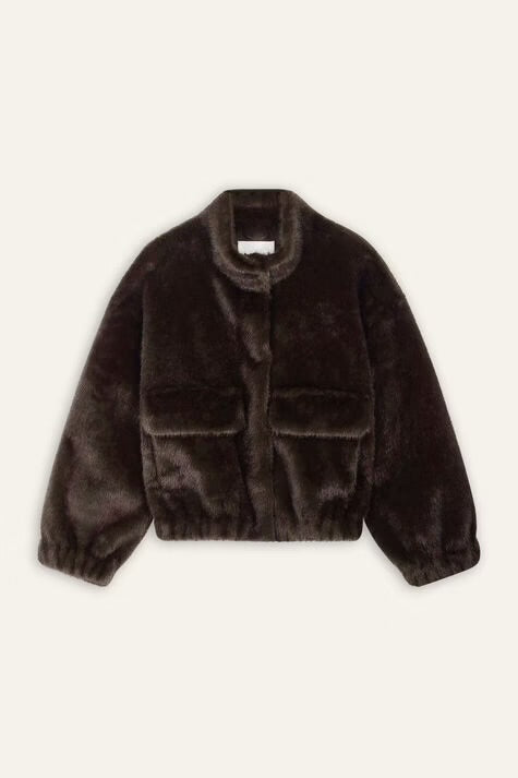 Ba&Sh Paros Chocolate Faux Fur Jacket