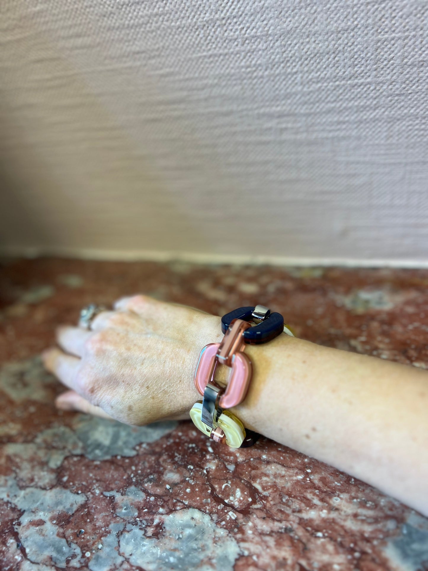 Double Sided Dusty Pink, Blue ,Cream and Wine Bracelet