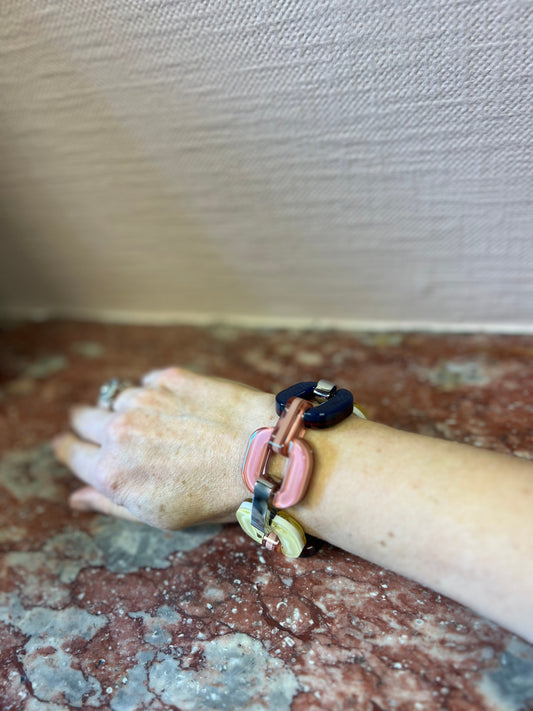 Double Sided Dusty Pink, Blue ,Cream and Wine Bracelet