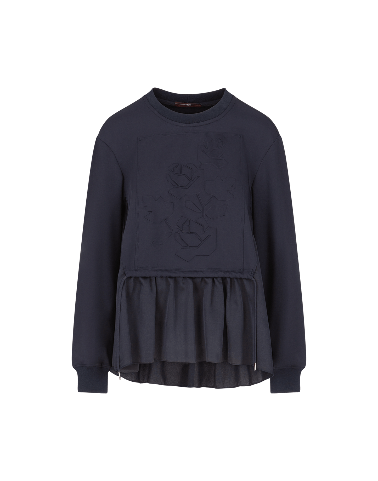 CURIOSITY Navy Sweatshirt in Sports Jersey and Technical Satin