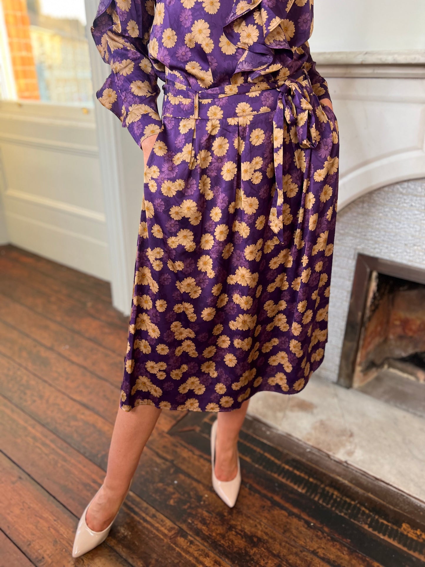 Purple Daisy Printed Susanna Skirt