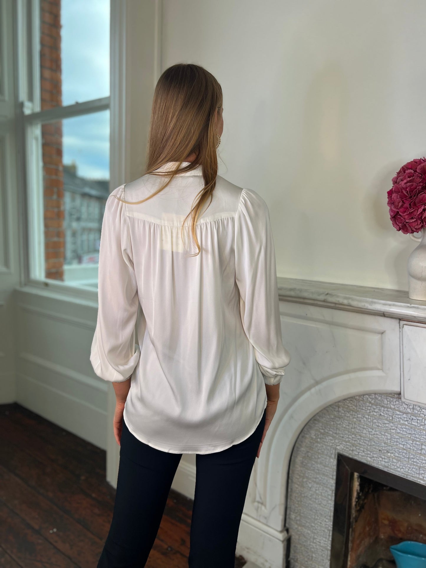 Madras Silk Blouse in 3 Colour Ways NOUVELLE WHITE,BLACK & VIVACIOUS PINK