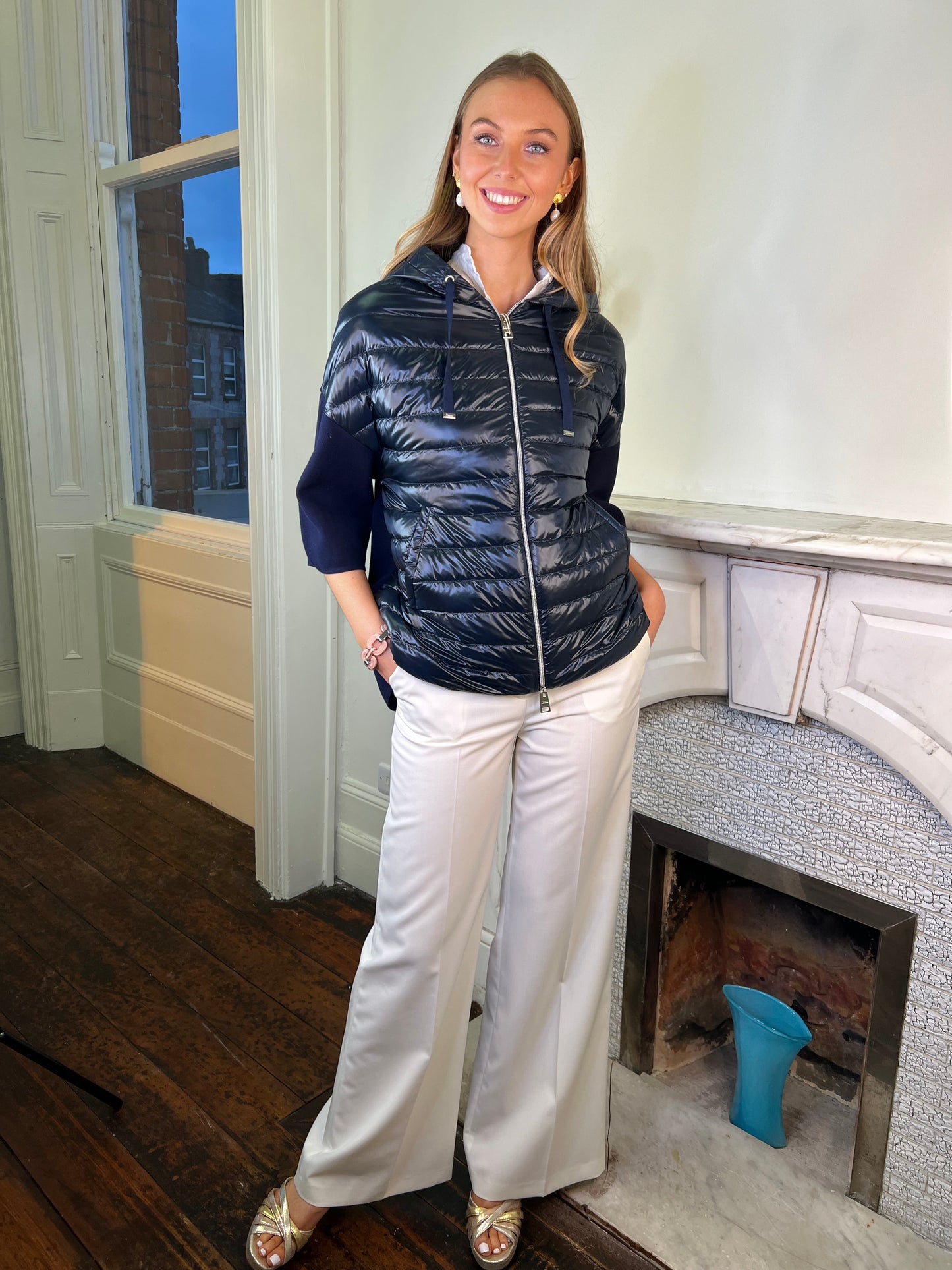 Navy Compact Cotton and Nylon Ultra Light Jacket